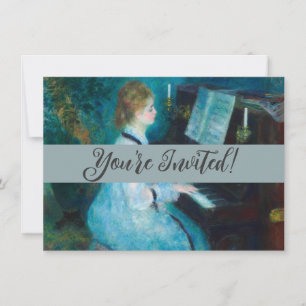 Renoir Woman vid Piano Vintage Impressionist Inbjudningar