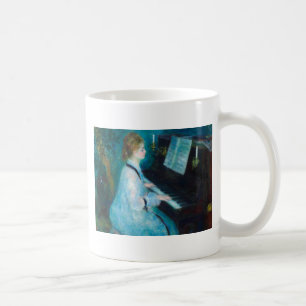 Renoir Woman vid Piano Vintage Impressionist Kaffemugg