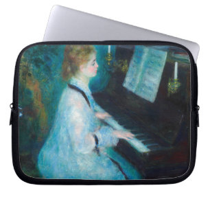 Renoir Woman vid Piano Vintage Impressionist Laptop Fodral