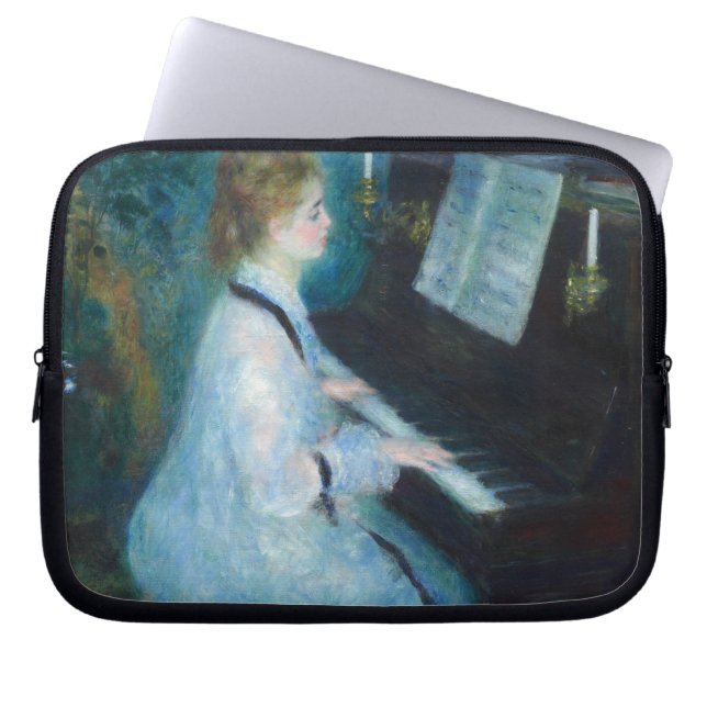 Renoir Woman vid Piano Vintage Impressionist Laptop Fodral (Framsidan)