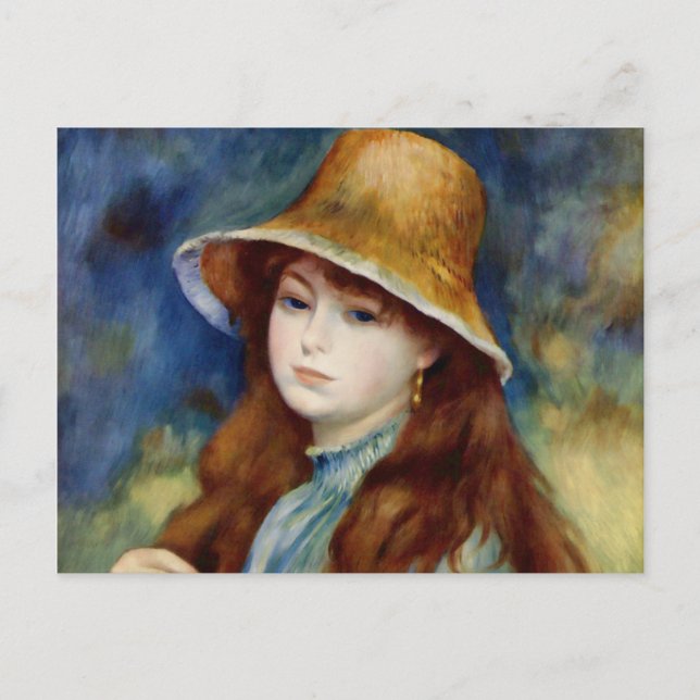 Renoir Young Girl i Straw Hat Vykort (Framsida)