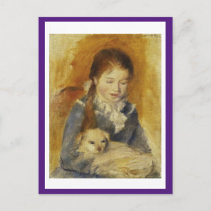 Renoir, Young Girl med Hund, fin konst, vykort