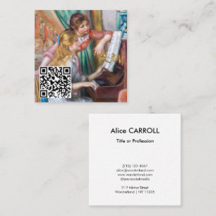 Renoir - Young Girls at at the Piano - QR Code Fyrkantigt Visitkort