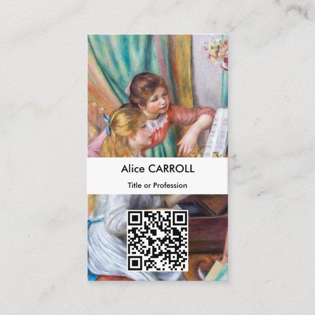 Renoir - Young Girls at at the Piano - QR Code Visitkort (Framsida)