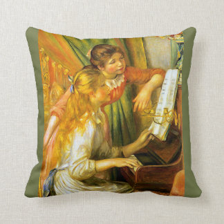 Renoir Young Girls spelar Piano Music Kudde