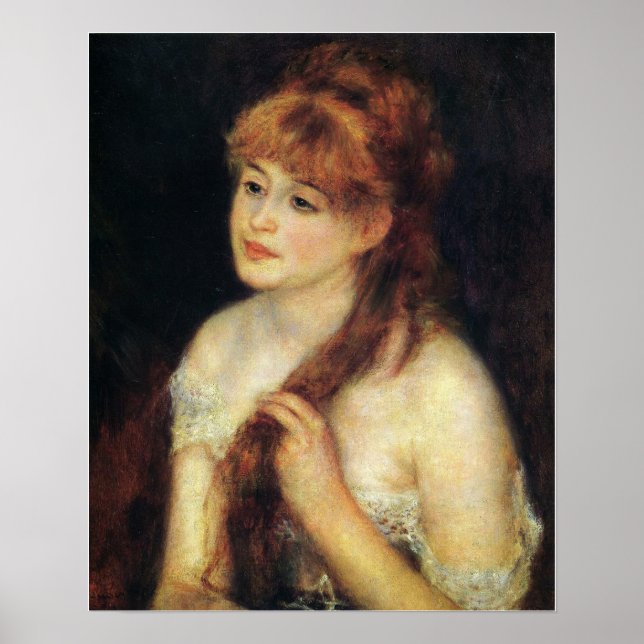 Renoir - Young Woman Braiding her Hair 1876 Poster (Framsidan)