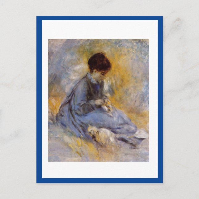 Renoir, Young Woman med Cat. Vykort (Framsida)
