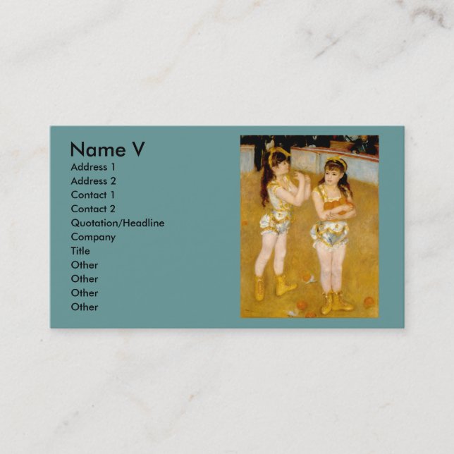 Renoirs Acrobat vid Cirque Fernando (1879) Visitkort (Framsida)