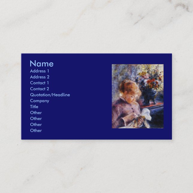 Renoirs ung kvinnasömnad visitkort (Framsida)