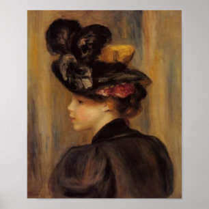 Renoirs unga kvinna som ha på sig en svart hatt poster