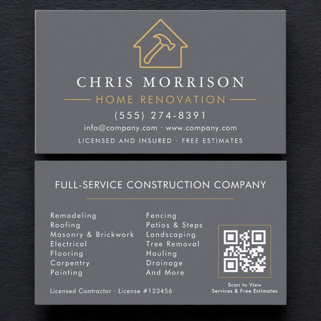 Renovation Contractor QR Visitkort (Skapare uppladdad)