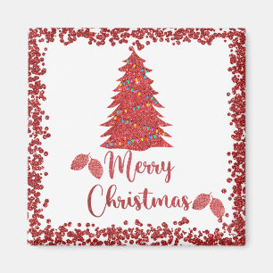 Renröd glitter-god jul magnet