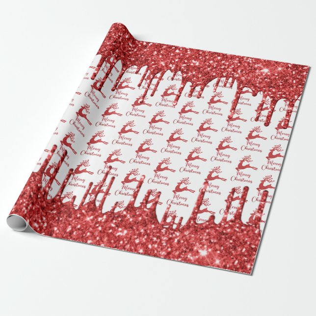 Renröd glitter-god jul presentpapper (Utrullad)