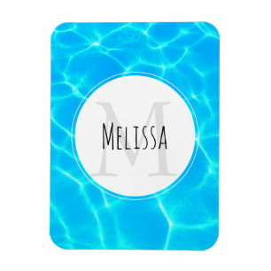Rensa Blue Bassäng Vatten Photo Monogram Magnet