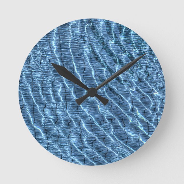 Rensa Blue Vatten Ripples Rund Klocka (Framsida)