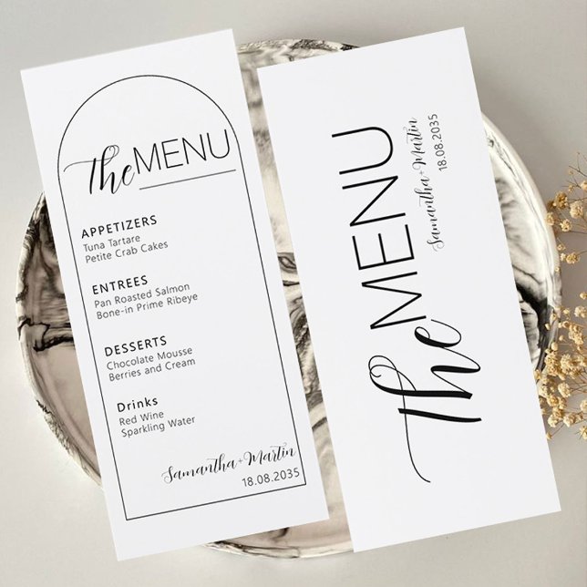 Rensa Bröllop-menyn för minimal text Meny (wedding menu)