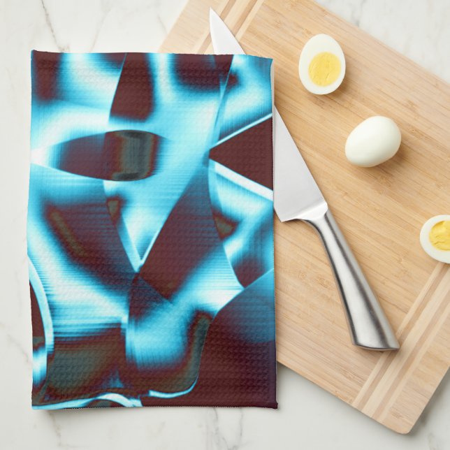 Rensa cyantoner i abstrakt rosett band uppåt mörk  kökshandduk (Vikt i Fjärdedel)