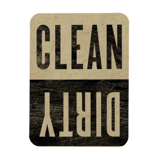 Rensa | Dirty Letterpress Stil Dishwasher Magnet (Vertikal)