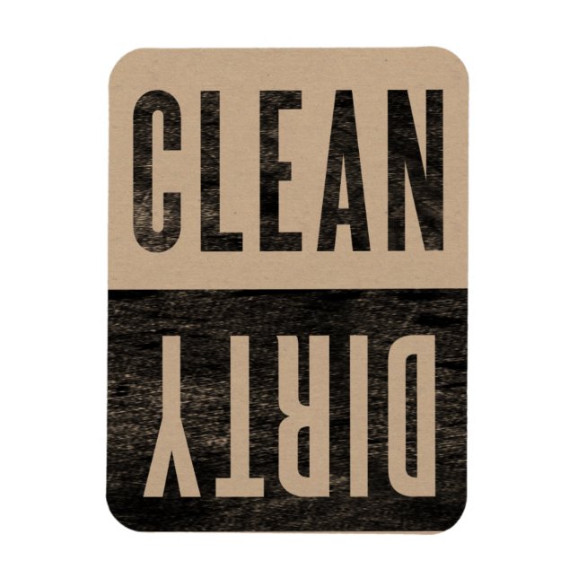 Rensa | Dirty Letterpress Stil Dishwasher Magnet (Vertikal)