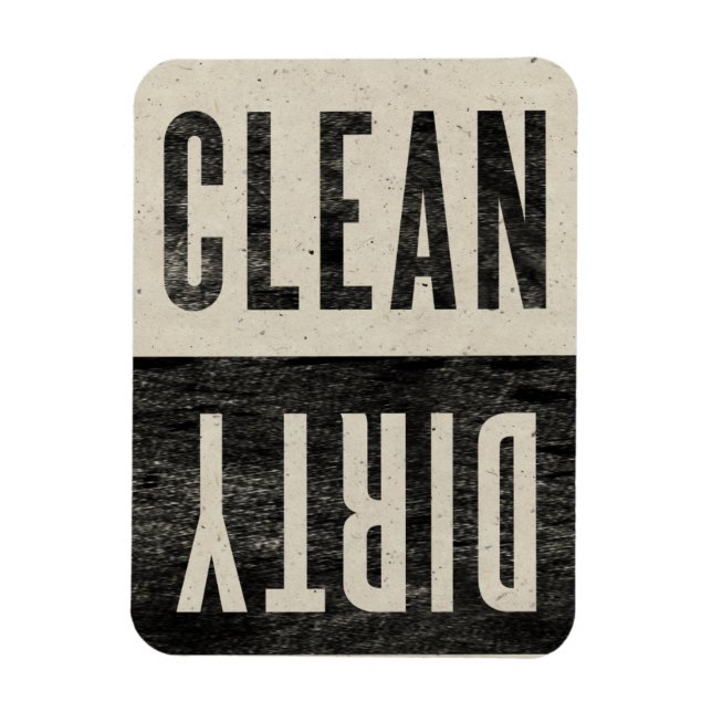 Rensa | Dirty Letterpress Stil Dishwasher Magnet (Vertikal)