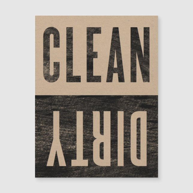 Rensa | Dirty Letterpress Stil Dishwasher Magnet (Framsida)
