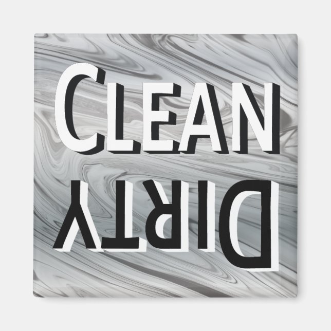 Rensa Dirty Modern Grått Reversible Dishwasher Magnet (Framsidan)