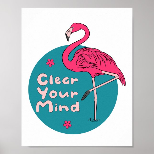 Rensa ditt sind Kawaii Bevackra Rosa Flamingo Poster (Framsidan)