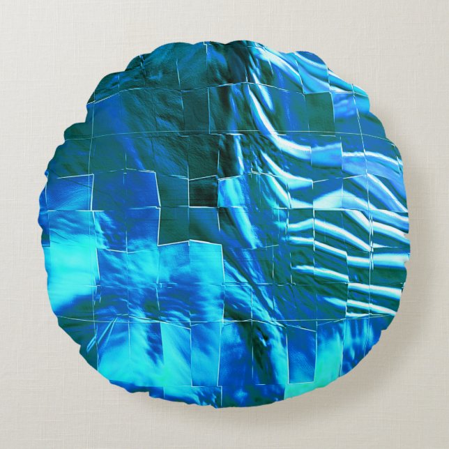 Rensa himlar mosaic abstrakt metallisk struktur rund kudde (Framsidan)