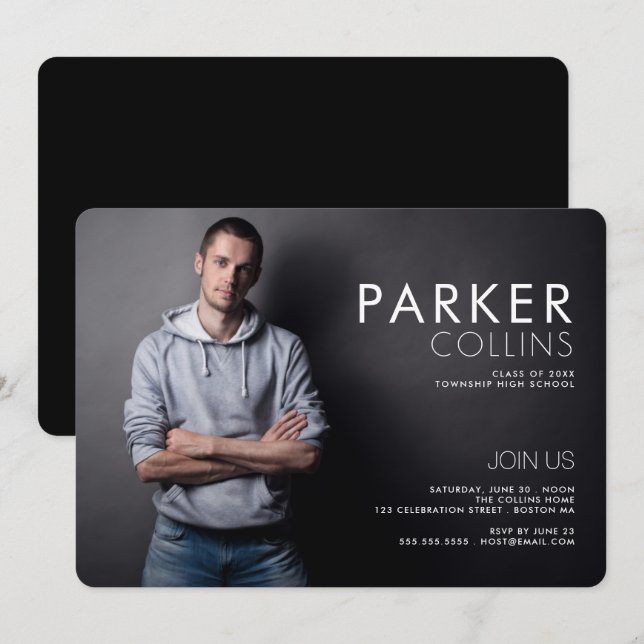 Rensa Linjer Modern Photo Studentfest Inbjudningar (Fram/baksida)