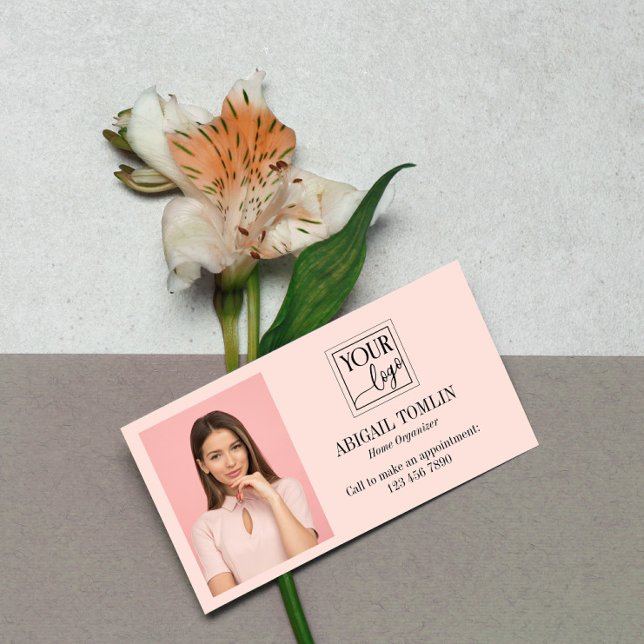 Rensa Logotyp för  Rosa och personligt foto Visitkort (Skapare uppladdad)