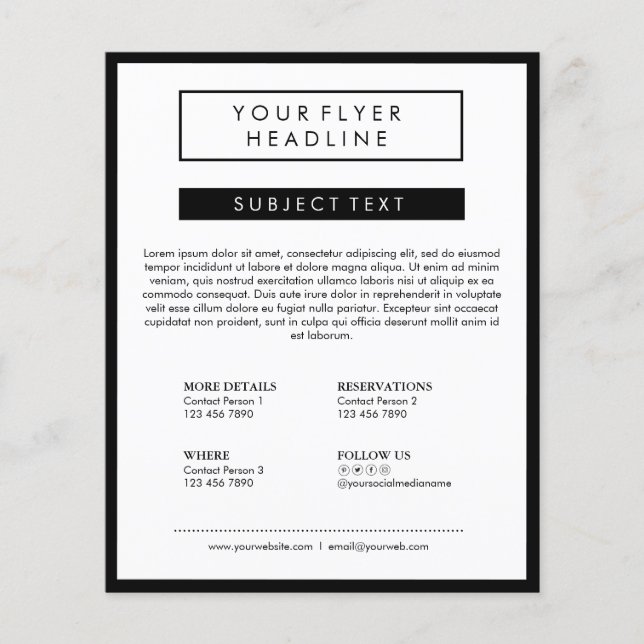 Rensa minimalistisk Social-medilyx, svart&vit Flygblad (Framsidan)