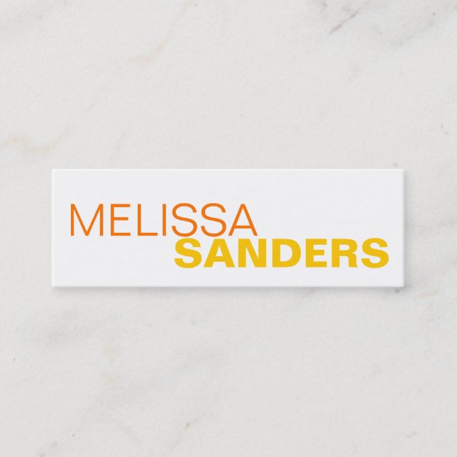 Rensa orange med fet stil, personligt nätverk med  mini visitkort (Framsida)