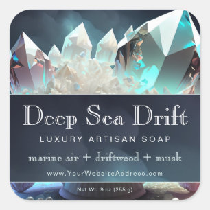 Rensa Quartz Crystal Magic Artisan Product Label Fyrkantigt Klistermärke