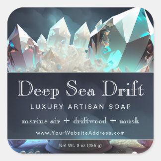 Rensa Quartz Crystal Magic Artisan Product Label Fyrkantigt Klistermärke