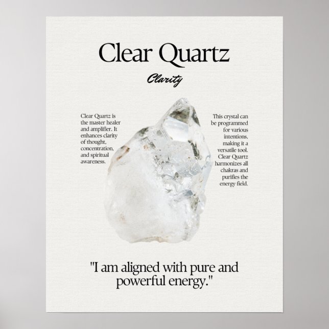 Rensa Quartz Gem Crystal-minneskort Poster (Framsidan)