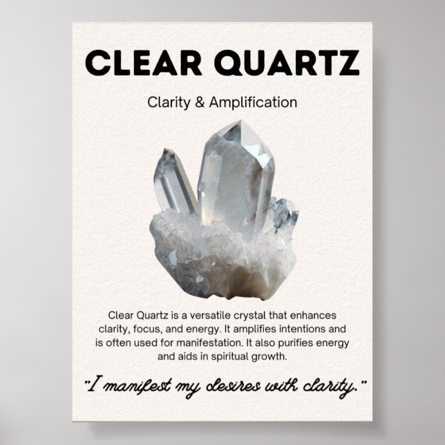 Rensa Quartz Stone Crystal Betydelse Poster (Framsidan)