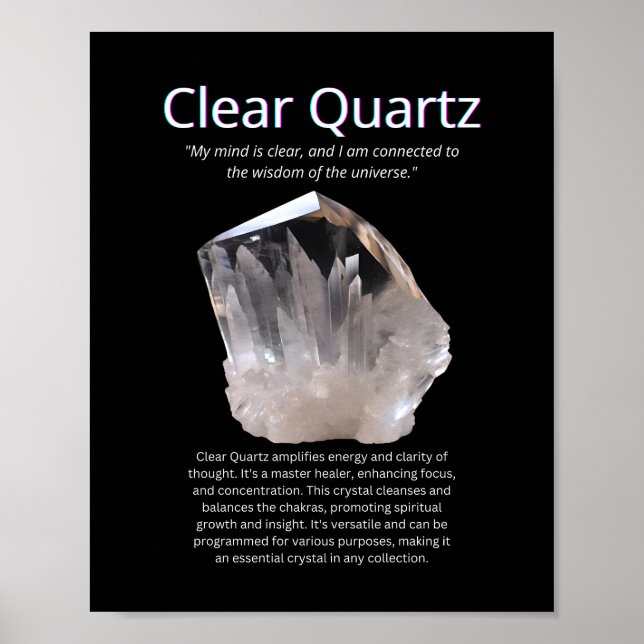 Rensa Quartz Stone Crystal Betydelse Poster (Framsidan)