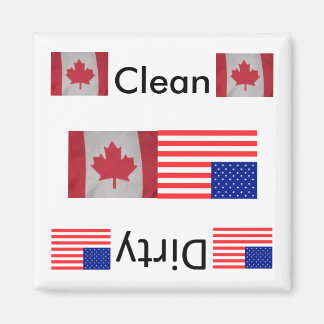 Rensa smutsmutsiga amerikanska kanadensiska flagga magnet