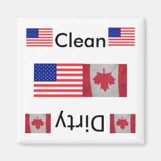 Rensa smutsmutsiga amerikanska kanadensiska flagga magnet