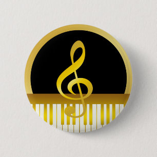 Rensanteckningar för Music Symbol Guld Piano Board Knapp