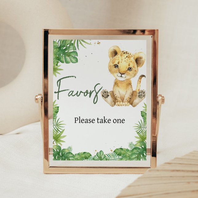 Rensar Lejona favoriter för babyskor Poster (Roaring with Excitement Lion Baby Shower Favors Sign)