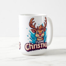 🎁Rensdyr Jag älskar julkaffekopp present ✨