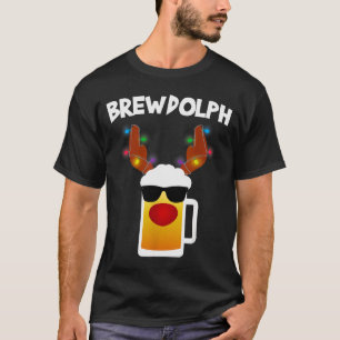 Rensdyr Öl Rudolph Brewdolph Rolig Jul T Shirt