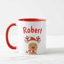 Rensdyr Tomte Personlig julkaffemugg Mugg