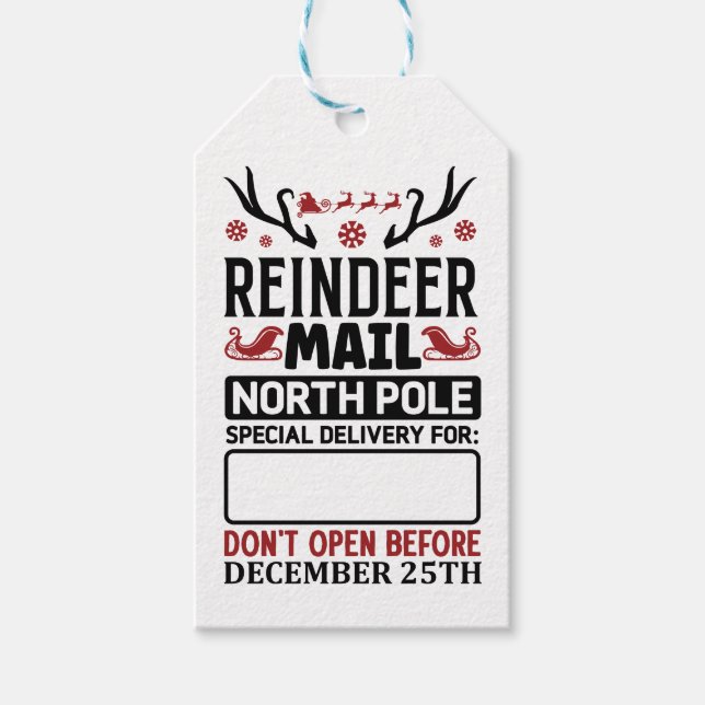 Rensdyrpostleverans Julnord Christmas Presentetikett (Framsidan)