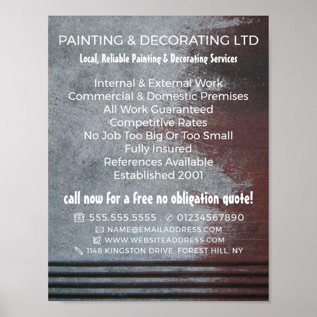 Rensfärgad vägg, målare och dekorator poster (Framsidan)