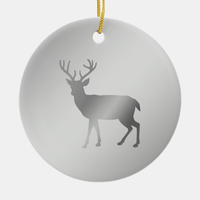 Rensiluett på silvergrå nyanser julgransprydnad keramik (Framsidan)