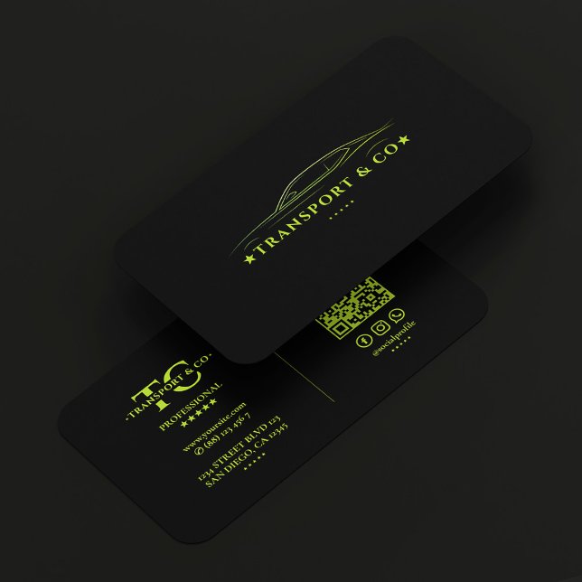 Rent a Car Transport Cab Driver Black Green Visitkort (Rent a Car Transport Cab Driver Black Green Business Card
)
