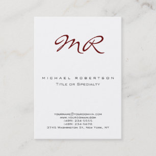 Rent Affärskort i rött, klassiskt skript, Monogram Visitkort