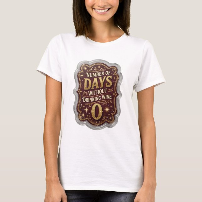 Rent guld ANTAL DAGAR UTAN VIN 0 T Shirt (Framsida)
